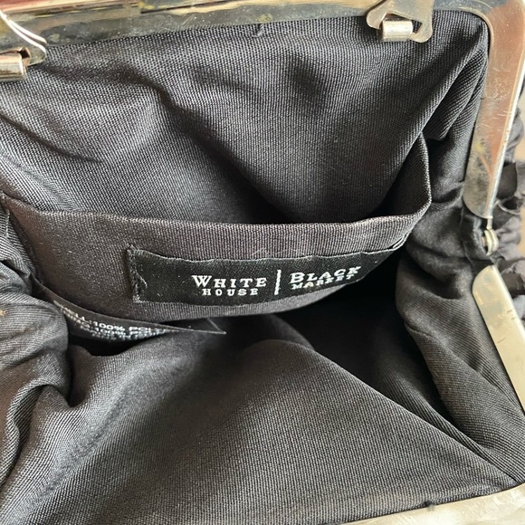 Elegant White House Black Market Black Floral Motif Evening Clutch - Picture 8 of 14